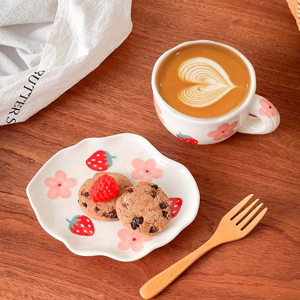 Ceramic Coffee Mug with Saucer - Elegant Floral design, Dishwasher & Microwave Safe Cup for Home, Office, or Gift - Perfect for Women, Tea, Cocoa, Latte - Durable Ceramic Cup with Matching Saucer, Home Drinkware, Stylish Drinkware, Highquality Finish,