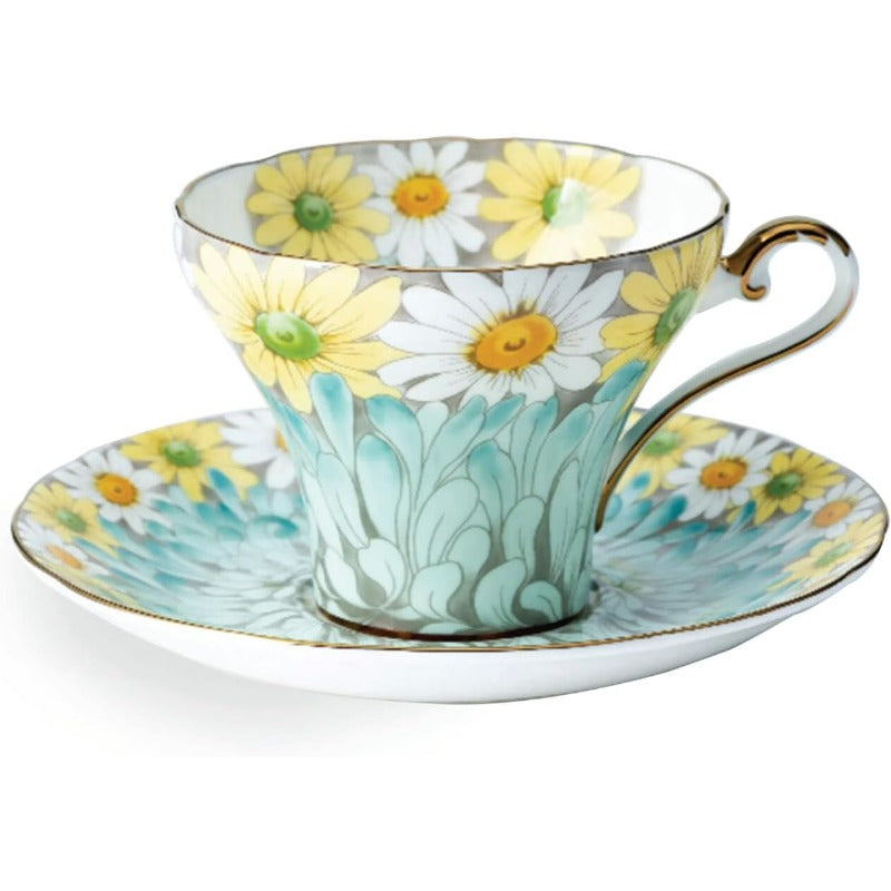 Daisy Corset Fine Bone China English Tea Cup and Saucer Set 5.1 oz Blue