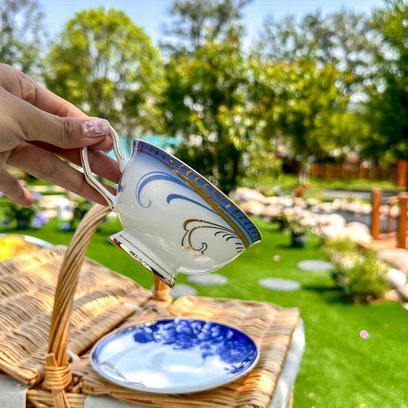Bone China Tea Sets, and Golden Tea Set Adults Porcelain Tea Cup Set, Cup and Saucer Set Vintage Floral Women Party or Gifts Giving china