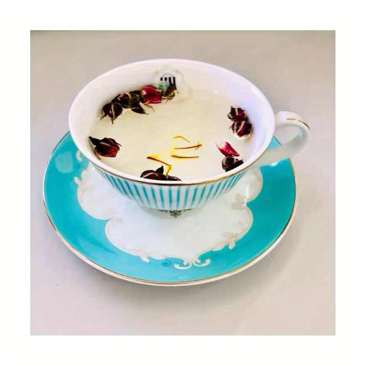 Elegant Blue & White Porcelain Tea Cup and Saucer Set - Bone China, Ideal for Breakfast or Afternoon Tea, with Floral Design, Perfect for Coffee or Tea Lovers, Tea Cup Set|Floral Pattern Cup|Porcelain Materia