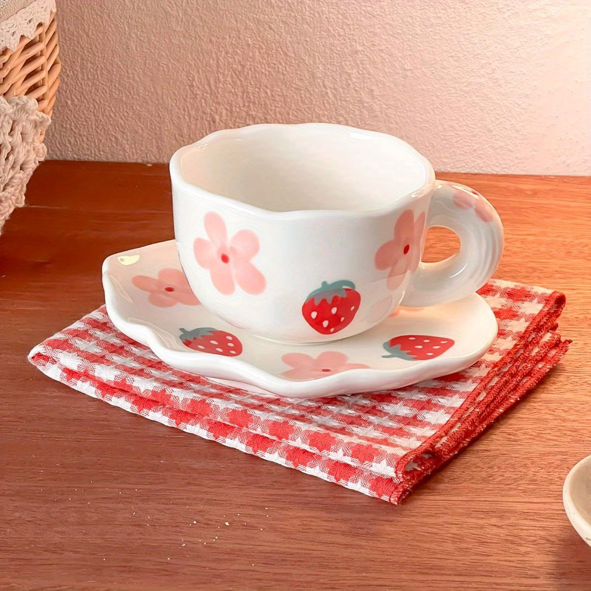 Ceramic Coffee Mug with Saucer - Elegant Floral design, Dishwasher & Microwave Safe Cup for Home, Office, or Gift - Perfect for Women, Tea, Cocoa, Latte - Durable Ceramic Cup with Matching Saucer, Home Drinkware, Stylish Drinkware, Highquality Finish,