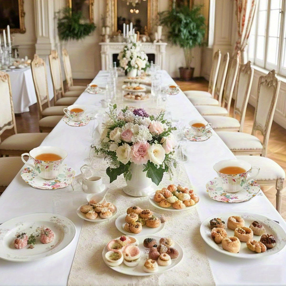 Country Roses Porcelain Tea Cup and Saucer Set with Golden Trim, 3pcs, Vintage Style, for Women and Tea Parties ( 1, Pink)