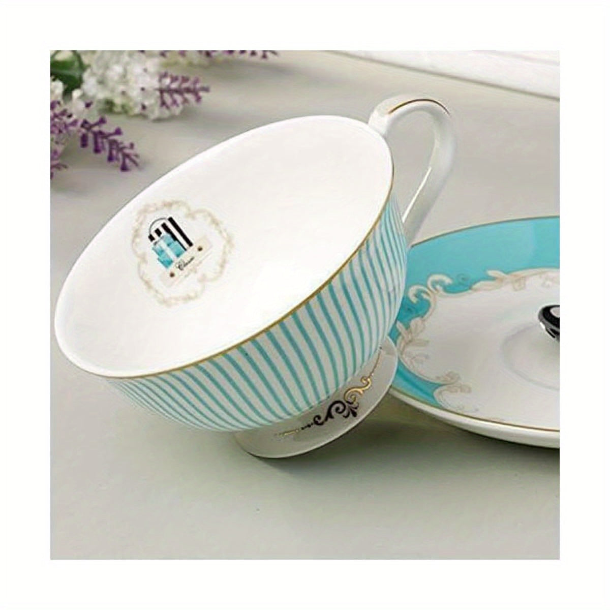 Elegant Blue & White Porcelain Tea Cup and Saucer Set - Bone China, Ideal for Breakfast or Afternoon Tea, with Floral Design, Perfect for Coffee or Tea Lovers, Tea Cup Set|Floral Pattern Cup|Porcelain Materia