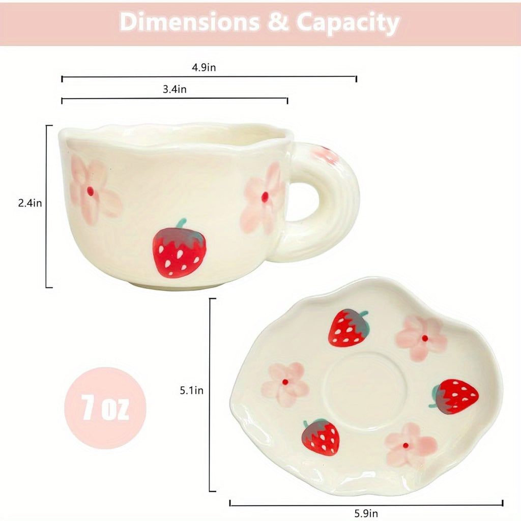 Ceramic Coffee Mug with Saucer - Elegant Floral design, Dishwasher & Microwave Safe Cup for Home, Office, or Gift - Perfect for Women, Tea, Cocoa, Latte - Durable Ceramic Cup with Matching Saucer, Home Drinkware, Stylish Drinkware, Highquality Finish,