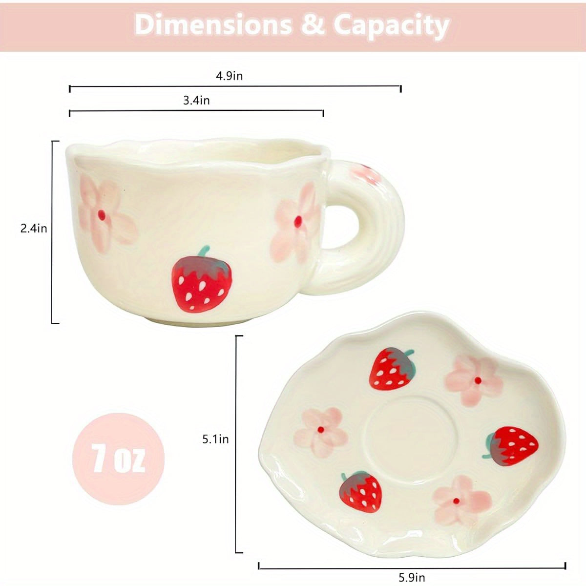 Ceramic Coffee Mug with Saucer - Elegant Floral design, Dishwasher & Microwave Safe Cup for Home, Office, or Gift - Perfect for Women, Tea, Cocoa, Latte - Durable Ceramic Cup with Matching Saucer, Home Drinkware, Stylish Drinkware, Highquality Finish,