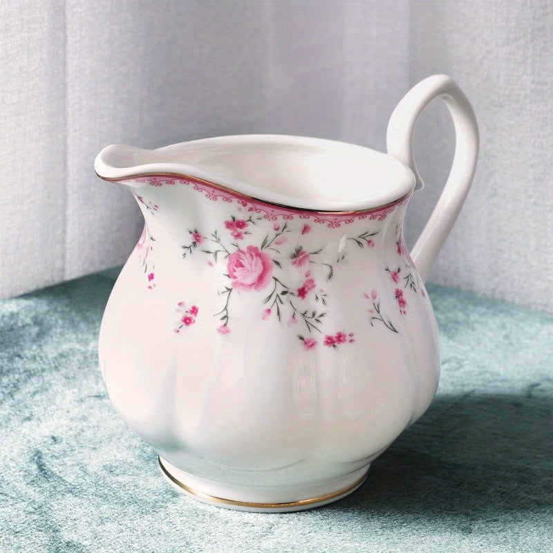 Vintage Floral Tea Set for Women - Elegant Pink Rose & White Porcelain Tea Party Set with Teapot, Cups & Saucers, Spoons - Wedding, Bridal Shower, Tea Party Decorations - Durable & Easy-Clean Porcelain for Formal or Everyday Use - Ideal Gift for Tea
