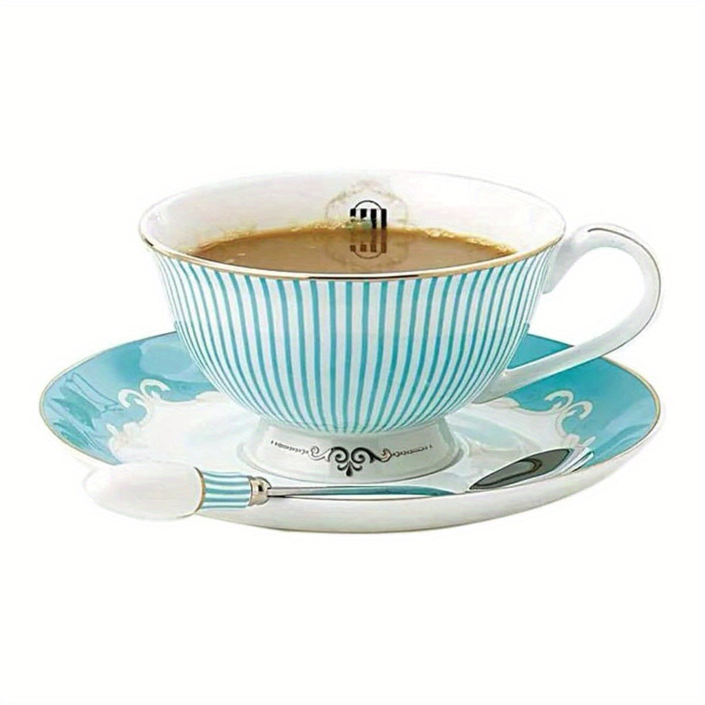 Elegant Blue & White Porcelain Tea Cup and Saucer Set - Bone China, Ideal for Breakfast or Afternoon Tea, with Floral Design, Perfect for Coffee or Tea Lovers, Tea Cup Set|Floral Pattern Cup|Porcelain Materia