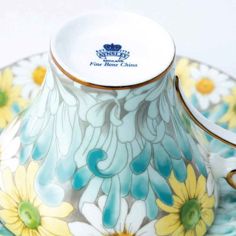 Daisy Corset Fine Bone China English Tea Cup and Saucer Set 5.1 oz Blue
